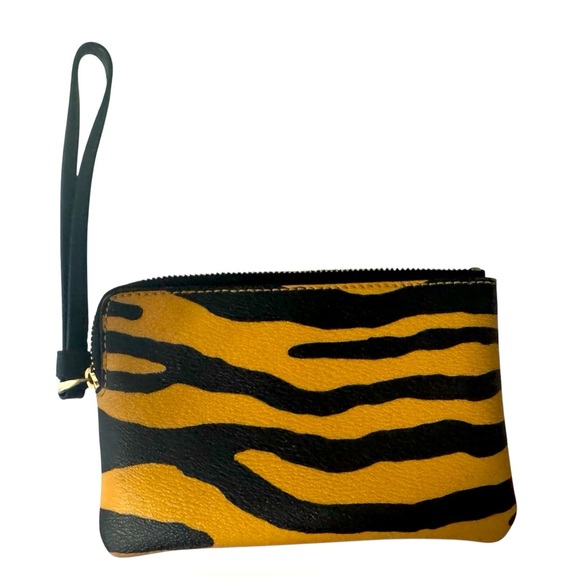 Coach Tiger Stripe Leather Wristlet – Animal Print Zip Pouch - Picture 7 of 7